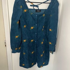 CIDER Floral Corduroy Mini Dress – XS
